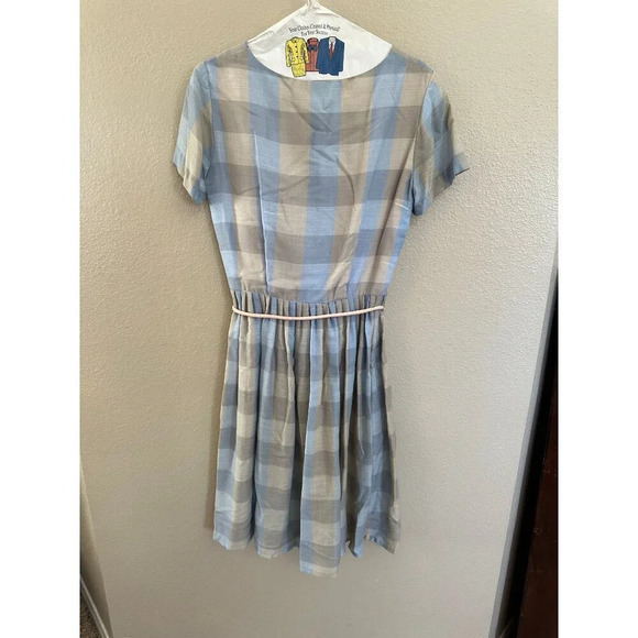 Vintage Handmade Women's Blue Short Sleeve Midi Dress, vintage dress,‎ handmade - Picture 5 of 7